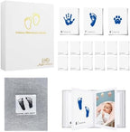 15 Pack Little Lullaby Inkless Milestone Cards Baby Hand and Footprint Kit 12 Months Newborn Memory Book Keepsake Ink Pad for Handprints Footprints (White Box-Blue) by Unknown