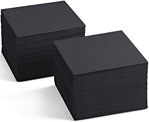 Disposable Linen-Feel Black Napkins, 6.5" x 6.5" Paper Napkins For Wedding, Party, Dinner Or Holiday (100 Pack) by SERVIETTO