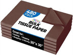 Party Solids Brown Tissue Paper for Gift Bags - 20" X 30" Bulk Tissue Paper Brown 480 Sheets 17 GSM - 10lb Newsprint for Packing, Birthday Gift Box Filler, Packing Supplies & Moving Supplies by Crown+Display