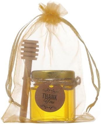 R DRURLCD 50 Pack 1.5 oz Hexagonal Mini Glass Honey Jars in Bulk with Wooden Dipper Bee Charms Thank You Cards Jutes for Baby Shower Wedding Party Favors Gifts - Image 6