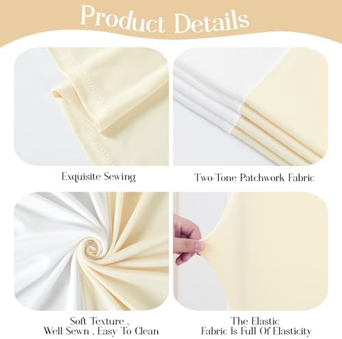 Beige White Arch Backdrop Cover Set of 2 Cream Arch Covers 7.2 and 6ft Spandex Wedding Arch Covers Stretchy Backdrop - Image 6