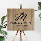 Andaz Press Large Wooden Welcome Sign for Wedding Rustic Welcome Sign 16" x 20" Custom Script Monogram Names & Date Woodland Wedding Signage English Oak MDF Wood Finish Reception Indoor Outdoor Signs - Image 2