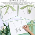 Silkfly 24 Pcs Paper Gift Bags with Handles & Bow Ribbon, White, Sage Green - Image 3