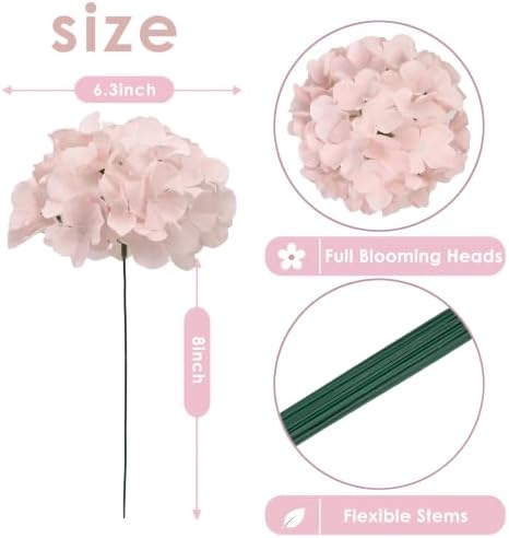 65 Pcs Blush Hydrangea Artificial Flowers for Wedding Decor - Image 2