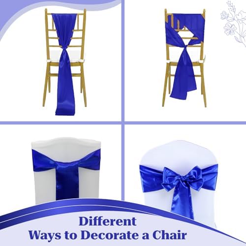 MDS® Pack of 200 Satin Chair Sashes for Wedding & Events – Royal Blue - Image 4