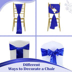 MDS® Pack of 50 Satin Chair Sashes for Wedding & Events – Royal Blue - Image 4