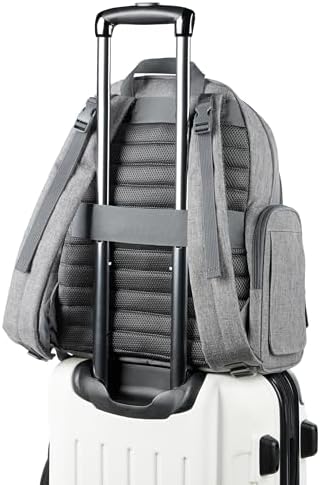 Skip Hop Diaper Bag Backpack with Portable Changing Pad, Easy-Access Wipes & Zippered Side Pockets, Luggage Sleeve & Stroller Straps, Fits a 15” Laptop, Luna, Heather Grey - Image 6