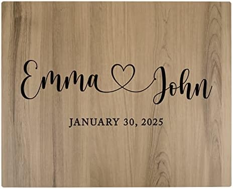 Andaz Press Large Wooden Welcome Sign for Wedding, Rustic Welcome Sign 16" x 20" Custom Names Heart & Date, Woodland Wedding Signage, English Oak MDF Wood Finish Wedding Reception Indoor Outdoor Signs by AndazPress