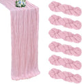 6 Pack Pink Cheesecloth Table Runner 10Ft 23 x 120 Inch by RestfulGlow