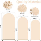 Spandex Fitted Wedding Arch Cover Set of 3 Beige Arch Backdrop Cover 4ft 5ft 6ft Arches Backdrop Frame Covers Chiara Arched Covers Stretchy Backdrops for Gender Reveal Baby Shower Balloon Decor - Image 2