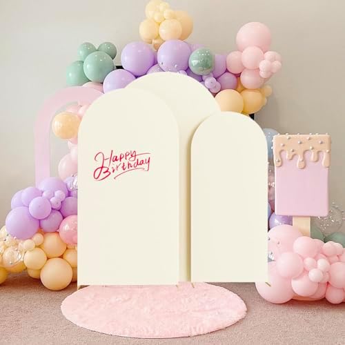 HAINARverS Set of 3 Stretchy Arch Backdrop Covers, Ivory, 6/6.6/7.2FT - Image 7