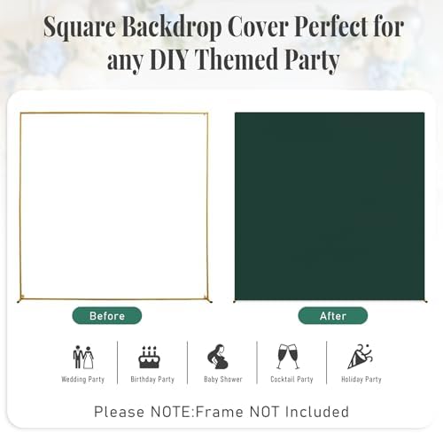 6.6FT x 5.2FT Hunter Green Square Backdrop Arch Cover Double-Sided Spandex Arch Covers Fitted Wedding Arch Stand Cover Stretchy Backdrop for Balloon Arches Birthday Ceremony Party Banquet Decorations - Image 5