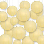 Quasimoon PaperLanternStore.com Ultimate 20-Piece Lemon Yellow Paper Lantern Party Pack - Assorted Sizes of 6, 8, 10, 12 Inch (5 Round Lanterns Each) for Weddings, Birthday, Events and Decor by Quasimoon
