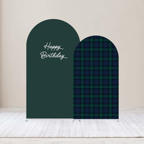 Set of 2 Arch Backdrop Cover Tartan Plaid Baby Shower Stretchy Arch Frame Cover for Bear Theme Boys Birthday Party Fiesta Decorations (7.2ft & 6ft,Plaids) - Image 2