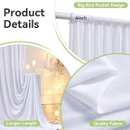 60x14FT Wrinkle Free White Backdrop Curtain for Wedding Parties 14foot Long - Image 3