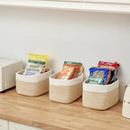 R RUNKA Small Cotton Rope Basket – Storage Bin for Organizing (10.6" x 6.7" x 6.7"), Bathroom Storage Basket for Shelf, Counter & Closet（White & Mixed Camel） - Image 5