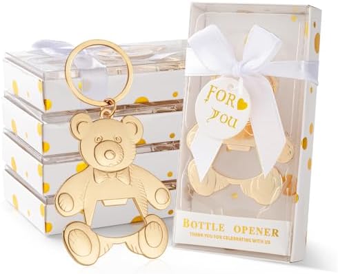 Baby bottle Opener Baby Shower Party Gift Bottle Opener Cute Bear Shape Bottle Opener Guest Wedding Party Gift Back Children's Birthday Party decoration（white 24/packs） by Uezea