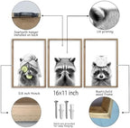 flowtorely Raccoon Bathroom Wall Decor Art 16x11 Inch Set of 3 Wood - Image 2