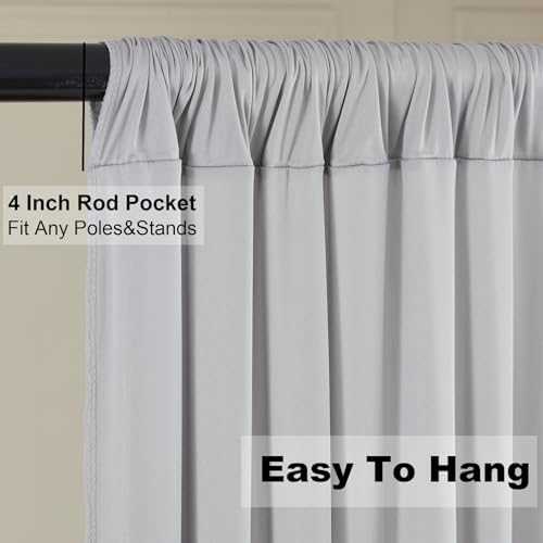 50ft×10ft Silver Wrinkle Free Backdrop Curtains for Parties, 10 Panels 5×10ft Soft Silky Polyester Light Gray Photo Backdrop Drapes for Wedding Birthday Baby Shower Party Photography Decor - Image 5