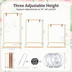 Meiqi Gold Adjustable Wedding Welcome Sign Stand with 4 Leather Hanging Straps, Ground Stakes & Weight Bag - Large Easel for Wedding Signs, Posters, Banners - Perfect for Outdoor Events, Baby Showers - Image 3