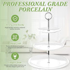 2 Pcs 3 Tier Porcelain Cupcake Stand, Holder Tower, Delicate Round Shape - Image 4