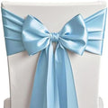 50 Pack Baby Blue Chair Sashes Bows Satin Wedding Chair Ribbons 7x108 Inch by SINSSOWL