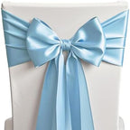 50 Pack Baby Blue Chair Sashes Bows Satin Wedding Chair Ribbons 7x108 Inch by SINSSOWL