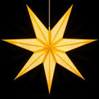 GalaxyArts 7-Point Paper Star Lantern - Striped Cutout Hanging Light Decoration - Foldable Hollow Out Star Lamp Shade for Home, Party, Christmas, Wedding Décor - Indoor/Outdoor Hanging Star(Yellow) - Image 2