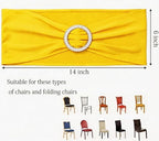 Pack of 50 Spandex Yellow Chair Sashes Bows, Chair Bands Silver Buckles - Image 3