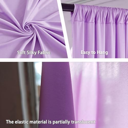 10 x 10 Feet Light Purple Backdrop Curtain for Partie, Background Curtains for Photoshoot, Birthday, Wedding, Halloween, Thanksgiving, Christmas Day, New Year Party Decorations 5Ft x 10Ft, 2 Panels - Image 3