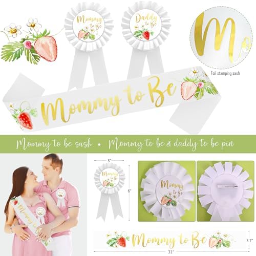 Strawberry Baby Shower Decorations Party Supplies, A Berry Sweet Baby Is On The Way Decor, It's a Girl Gender Reveal, Baby Shower Backdrop Balloon Arch Box Mom to Be Sash Tablecloths Cake Topper - Image 4