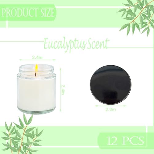 12 Pcs 4 Oz Mini Soy Candles,Eucalyptus Scented,Aromatherapy Candle,Bulk Candle Set，Great Stress Relieving Scented Candles for Girls as a Gift for Birthdays, Weddings and More! - Image 2