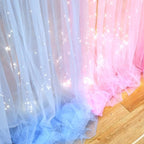 Pink and Blue Backdrop Curtains with Lights String for Baby Shower Sheer Tulle Backdrop Curtain for Gender Reveal Birthday Party Bridal Shower Photo Shoot Background Decorations 2 Panels 5×10ft - Image 6