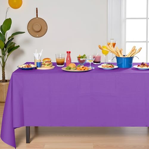 [6 Pack] Purple Paper Tablecloth Disposable for Rectangle Tables, 54 X 108 Inch Party Table Cover with Plastic Backing, Waterproof 3 Ply Table Cloth for Church Event Club Parties - Image 6