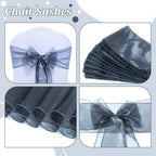 Pack of 200 Organza Chair Sashes for Wedding & Event Décor – Silver Grey - Image 4