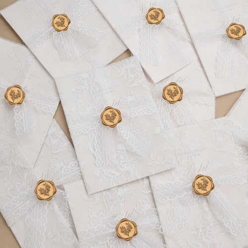 UNIQOOO 50 Sets Wedding Invitation Kit, White Floral Vellum Jackets for 5x7 Invitations w/Lace Ribbon & Eucalyptus Wax Seal Stickers, Wedding Invitation Accessories - Image 5