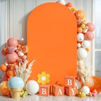 7.2FT Orange Arch Backdrop Cover - Polyester Fitted Wedding Arch Stand Covers Round Top Chiara Arch Backdrop Cover for Birthday Party Banquet Photo Background Decoration - Image 6