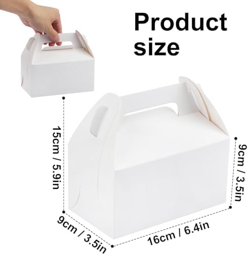 200 PCS Paper Treat Boxes, 6.4 x 3.5 x 3.5 inches White Party Favor Boxes for Birthday, Baby Shower, Wedding, and Christmas,Paper Goodies Boxes with Handles for Treats, Candy - Image 2