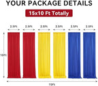 gogoparti 15ft x 10ft Royal Blue Backdrop Curtains Red and Yellow Backdrop Curtains, Wrinkle Free Backdrop Drapes for Birthday Party Background, 6 Panel 2.5x10ft - Image 2