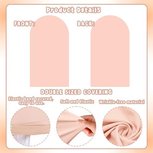 Peach Pink Arch Backdrop Covers Set of 2(7.2Ft, 6Ft), Spandex Fitted Chiara Arch Stand Covers Backdrops for Wedding Baby Shower Birthday Graduation Photo Booth Props(Only Cover) - Image 6