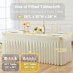6 Pack Beige Table Cloth for 8 Foot Rectangle Tables Spandex Fitted Tablecloth 8ft Stretch Table Covers Skirt Beige Banquet Tablecloths Wrinkle Free Tablecloth for Party Wedding Birthday Event - Image 6