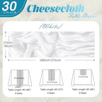 30 Pack White Cheesecloth Table Runner 17 x 108 inch Cheese Cloth Table Runners 9ft White Table Runner Rustic Romantic Sheer Gauze Runner for Wedding Party Baby Shower Table Decoration - Image 2