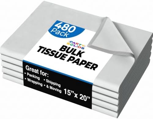 Party Solids Gray Tissue Paper for Gift Bags 15" X 20" 480 Sheets by Crown+Display