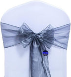 Pack of 100 Organza Chair Sashes for Wedding & Event Décor – Silver Grey - Image 2