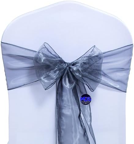Pack of 100 Organza Chair Sashes for Wedding & Event Décor – Silver Grey - Image 2