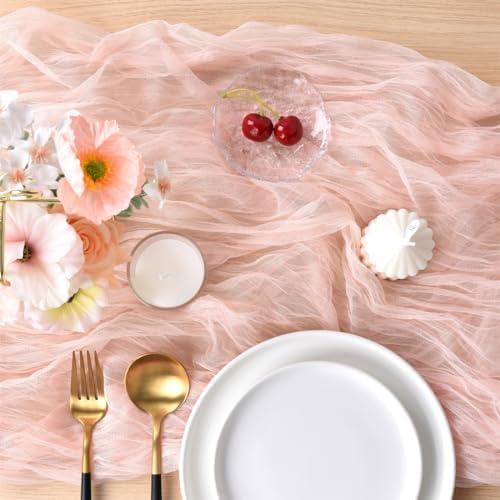 Peach Cheesecloth Table Runner Fall Wedding Birthday Party Decor 6 Pack - Image 4