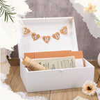Geelin Wooden Wedding Card Box with Letter Flag Rustic,White - Image 3