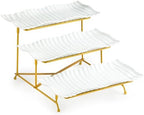 LAUCHUH 3 Tier Trays Stand, Porcelain Tiered Serving Trays Serving Stand by LAUCHUH