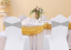 50 Pack Spandex Silver Grey Chair Sashes Bows Stretch Chair Bands with Buckles Universal Elastic Chairs Ties for Party Celebration Ceremony Events Wedding Decorations - Image 2