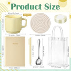 36 Pcs/6 Sets Baby Shower Prizes for Winners Include Ceramic Mugs with Spoons Woven Coasters Notebooks with Pens Clear PVC Gift Bags for Bridal Shower Party Favors (Yellow) - Image 2